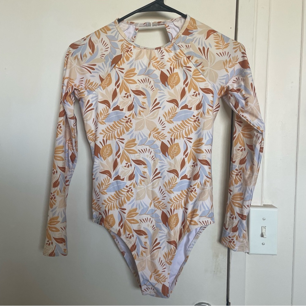 Rhythm Floral Print Long Sleeve Open Back One Piece